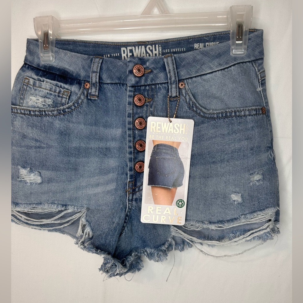 NWT Rewash Blue Jeans Shorts Distressed Junior size 5/27